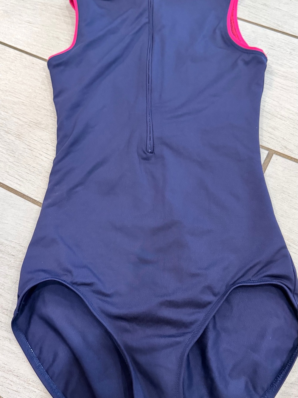 Gaynor Minden Zip-Front Leotard - Navy & Hot Pink (Size M)